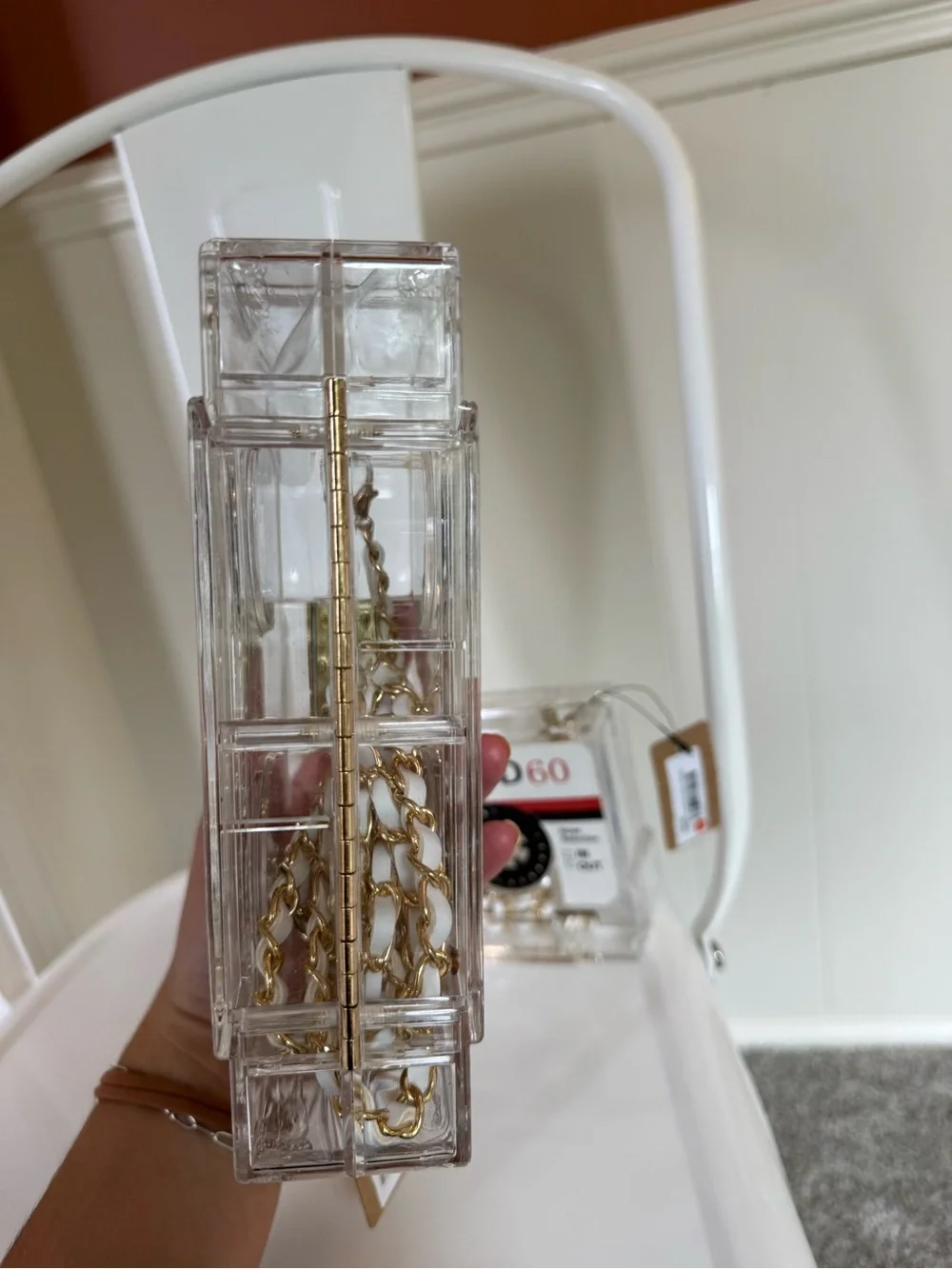 Clear Retro Acrylic Casette Tape Deck Clutch, new with tags attached